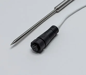 Détail de l’aiguille et du connecteur M12 de la sonde Milesight AF10-125-150.